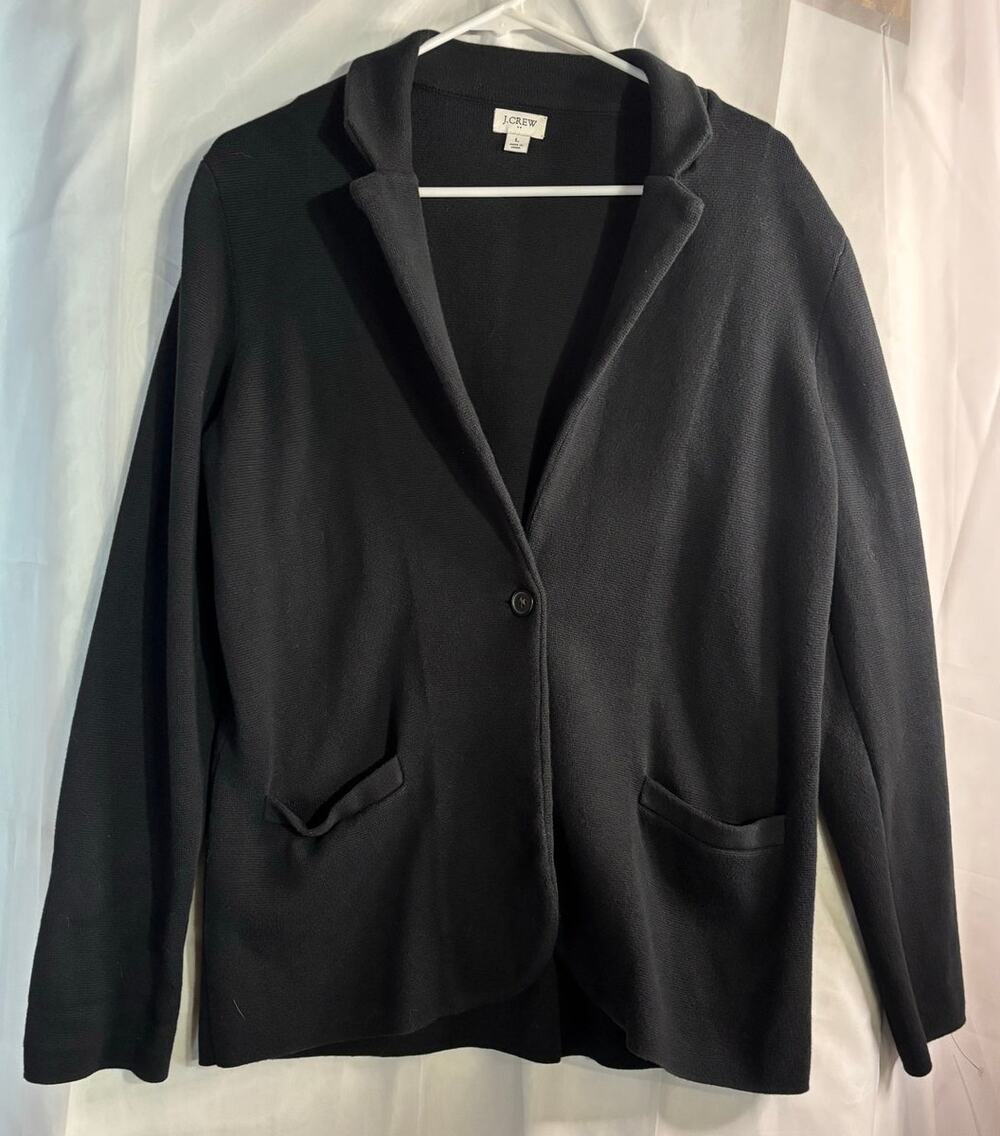 J.Crew Factory Schoolboy Black One Button Sweater Blazer Size Large